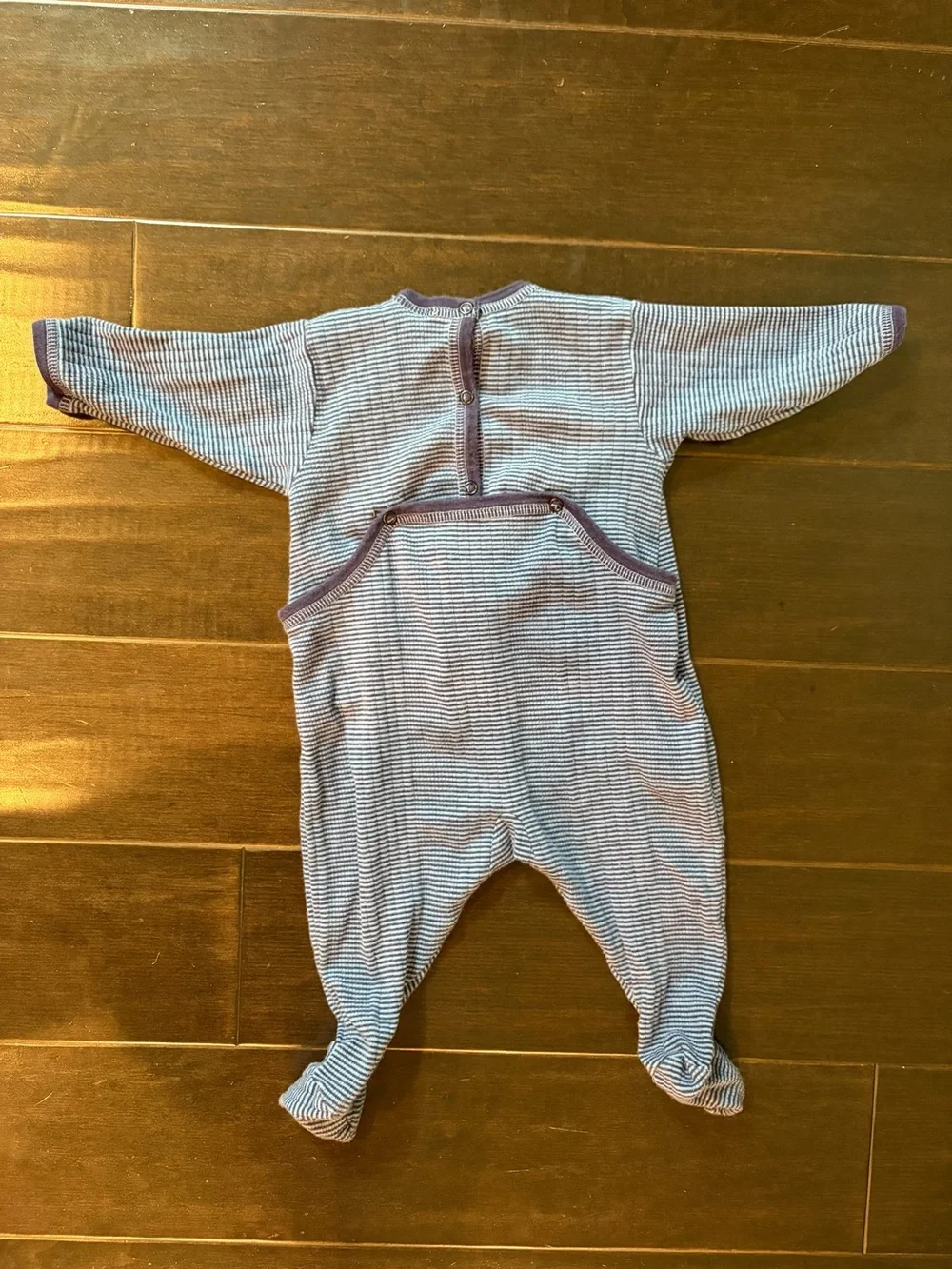 Petit Bateau Navy and White Striped Footed One-Piece